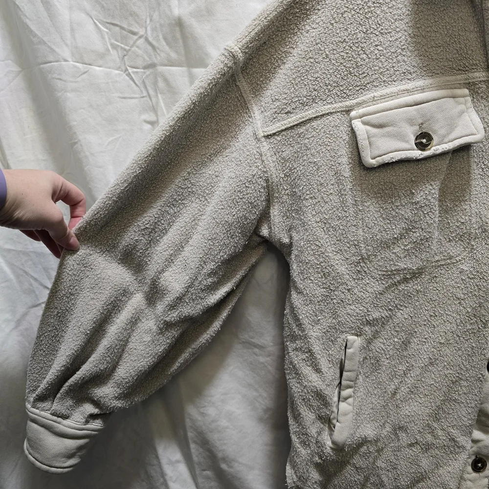Free People Ruby Cream Teddy Jacket XS Button Down Shacket Oversized‎ Relaxed